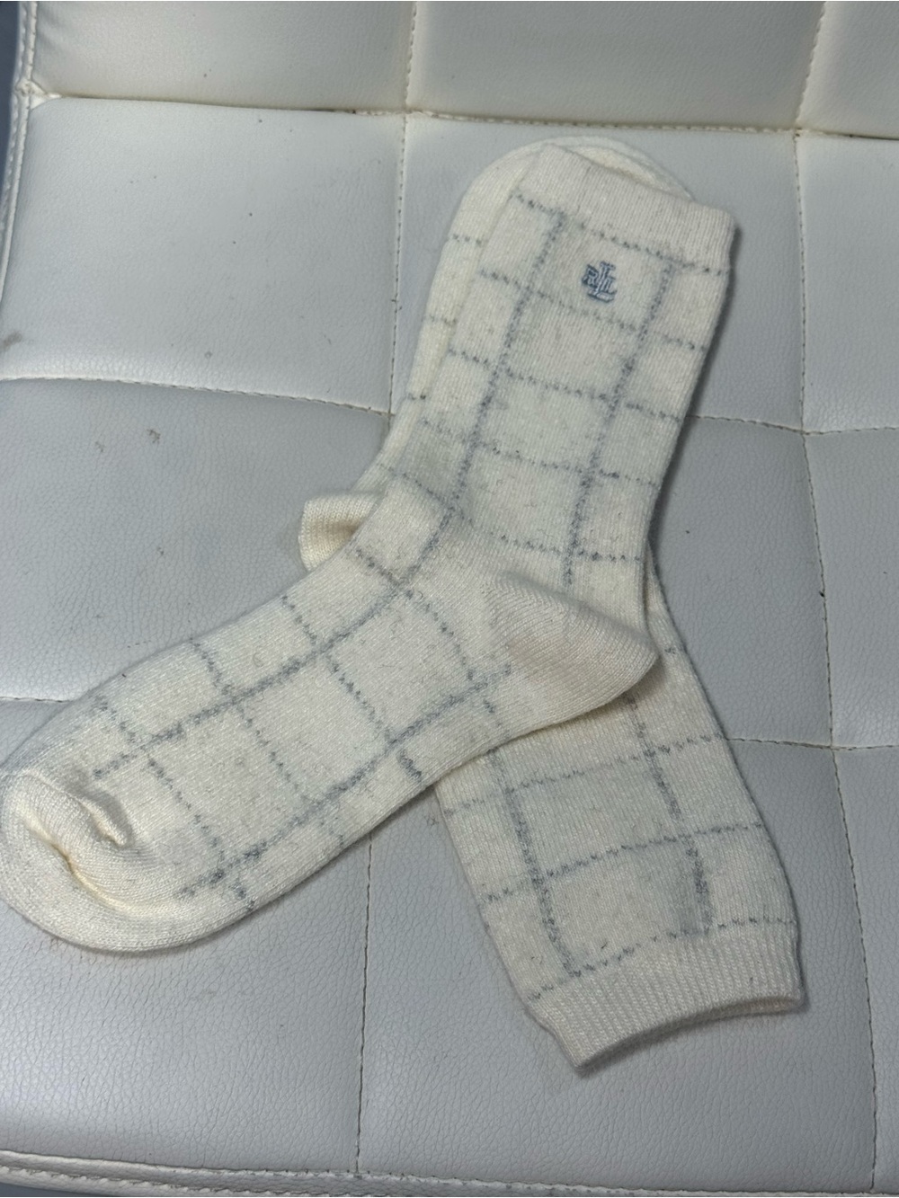 Lauren Ralph Lauren White
Plaid Crew Socks with RL Logo